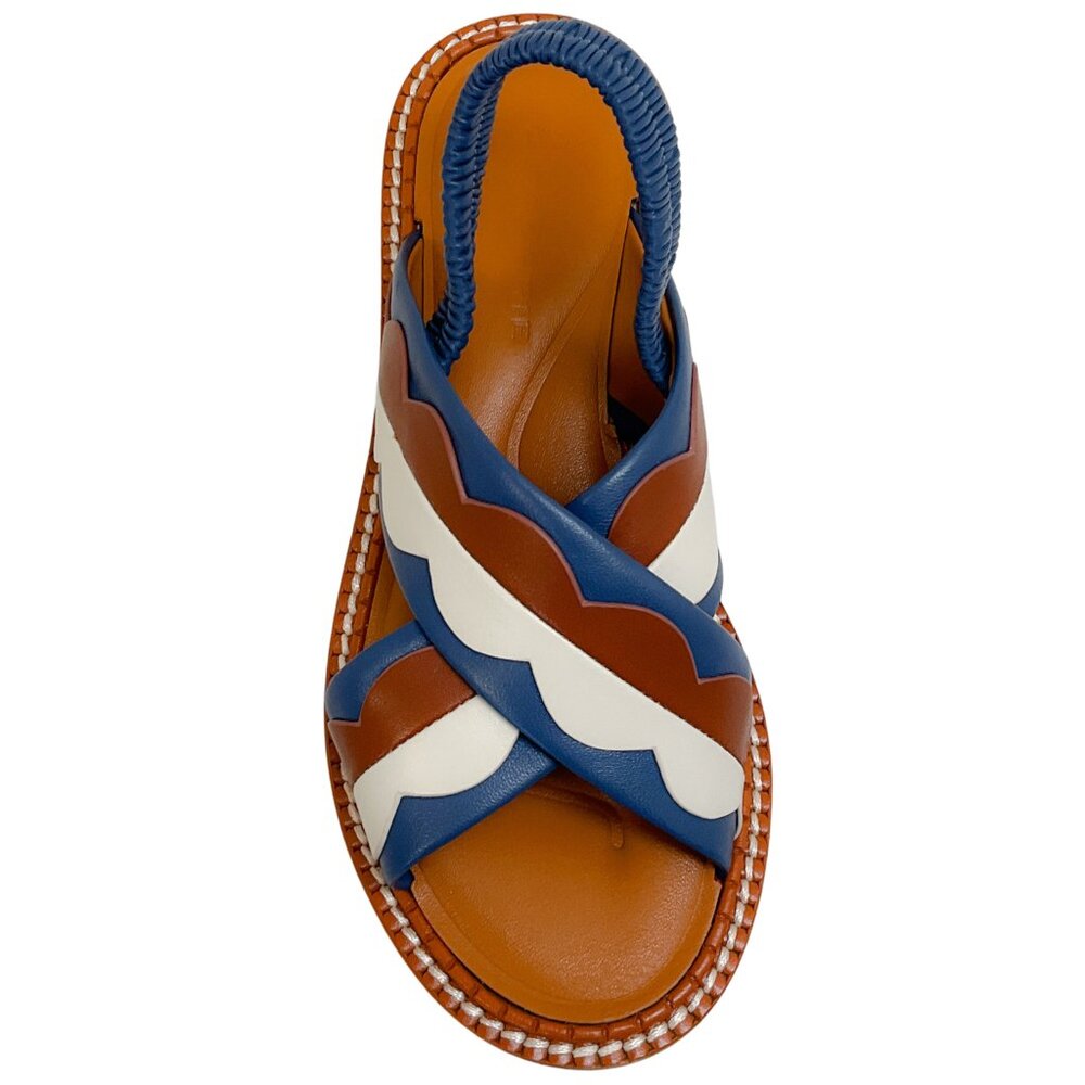 Robert Clergerie Blue / Tan Platform Sandals - Picture 4 of 6